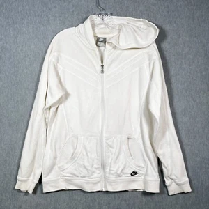 NIKE Full Zip Hoodie Girls L 12-14 Ivory Paneled - FLAWS - Picture 1 of 23