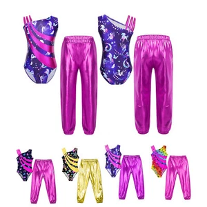Girls Leotard Athletic Dancewear Patchwork Dance Outfits Gymnastics Kids Active - Picture 1 of 61