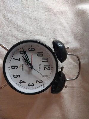 Sharp Twin Bell Quartz Analog Alarm Clock - Black - Image 1 of 4