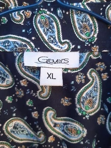 Mens Grovers blue paisley LS size XL button front shirt one pocket cotton - Picture 1 of 7