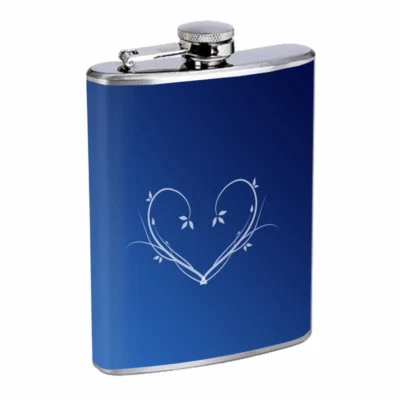 Frasco Blue Heart Em1 8 oz acero inoxidable para beber whisky de cadera Foto 1 de 2