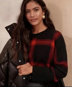 Suéter a cuadros negro y rojo Banana Republic para mujer talla mediana - Imagen 1 de 9