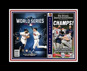 ATLANTA BRAVES 2021 WORLD SERIES CHAMPS MATTED COLLAGE PIC OF NEWSPAPER@PROGRAM - Picture 1 of 1