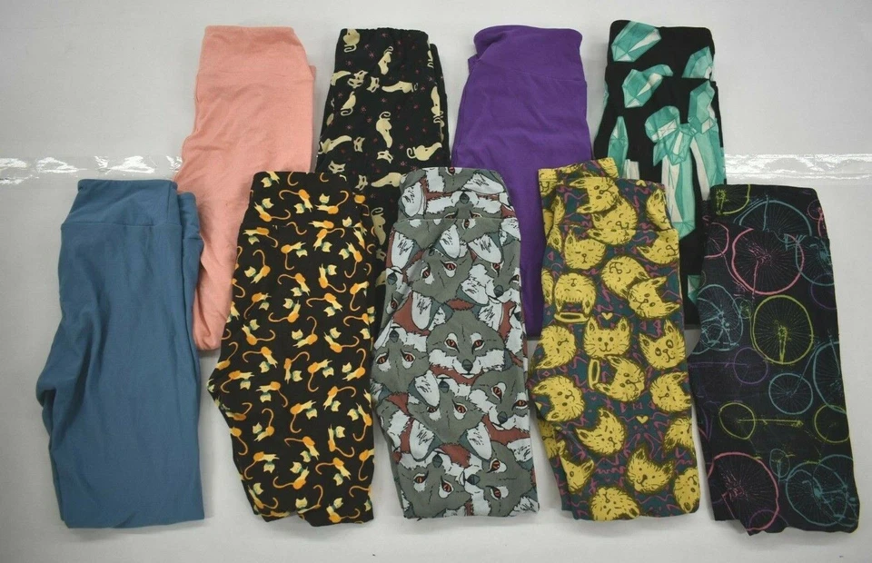 9 LulaRoe Mujer Multicolor Frente Plano Cintura Elástica Informal Tirar de Legging Pantalones Foto 1 de 4