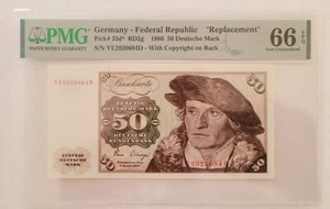 Germany 50 DM 1980 Pick# 33d*, REPLACEMENT NOTE , GEM UNC PMG 66 EPQ!! - Picture 1 of 2