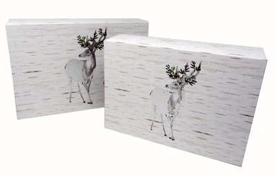 2 Lady Jayne Flip Top Boxes Christmas Tartan Silver Reindeer 32748 Punch Studio - Image 1 of 4