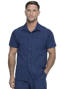 Navy Dickies Scrubs Dynamix Mens Front Collar Shirt DK820 NAV - Picture 1 of 5