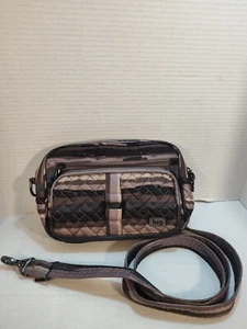 Lug Small Convertible Crossbody Belt Bag RFID Purple Gray Stripe - Picture 1 of 9