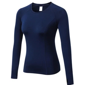 Women Training Long Sleeve Sports Activewear T-Shirt Velvet Warmer Fitness Tops - Picture 1 of 15