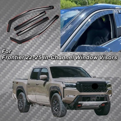 In-Channel Side Window Visors Rain Sun Guard Deflector Fit Nissan Frontier 22-25 - Image 1 of 4