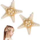  2 Pcs Frcolor Handmade Natural Starfish Hair Clips 2pcs/pack Miss