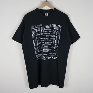 Vintage 90s F*ck Everything Vulgar Funny Shirt Single Stitch Black XL 22.5x31 - Picture 1 of 17
