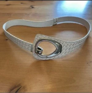 Coldwater Creek Stylish White Belt with Silver Buckle braided Adjustable 1X / 2X - Picture 1 of 7