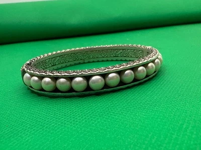 JAI John Hardy Hinged Heavy Pearl Sterling Bangle Bracelet 54g  #B3B01 - Image 1 of 4