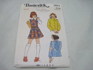 Butterick Vintage Sewing Pattern #3817 Size 10 Girl's Jumper & Blouse - Picture 1 of 10