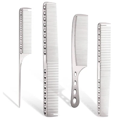 Professional 4 Pcs Baber Shop Aluminum Dressing Combs Set for Hair Styling - Image 1 of 4
