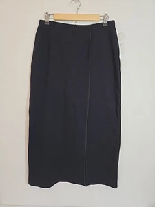 Liz Claiborne Back To Black Stretch Black Skirt Long Maxi Front Slit Size M New - Picture 1 of 11
