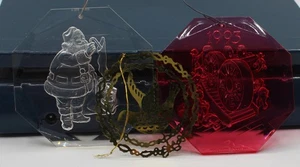 VINTAGE 3pcs LOT LIFE SAVERS NABISCO ORNAMENTS ACRYLIC CLEAR RED GOLD - Picture 1 of 5