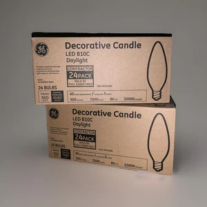 2 Pks Of 24 60 Watt GE LED Daylight Light Bulbs B10C Decorative Candle Shape NEW - Picture 1 of 1