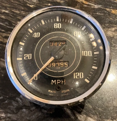Triumph TR 2 / TR3 ? Jaeger Domed glass speedometer  used / not tested as photos - Image 1 of 2