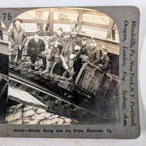 Tarjeta Keystone 75 Hazelton PA COAL MINERS Stereoview - Imagen 1 de 4