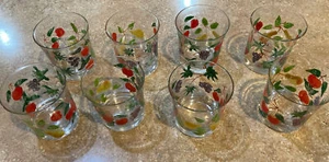 Juego de 8 vasos de vidrio diseño de frutas 16 onzas 4 pulgadas de ancho y alto - Imagen 1 de 8