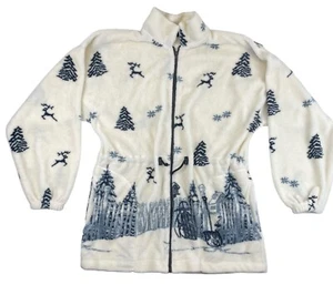 Chaqueta de exterior Ezze Wear para mujer M blanca azul polar bosque cremallera frontal Canadá - Imagen 1 de 12