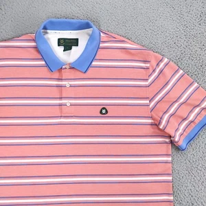 Brooks Brothers Shirt Mens XL Pink Striped St Andrews Links Polo Short Sleeve - Picture 1 of 23