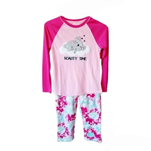 Wonder Nation Koala Bear Pajama Set 6/6x Pink Tie Dye Faux Fur 2 Piece - Picture 1 of 5