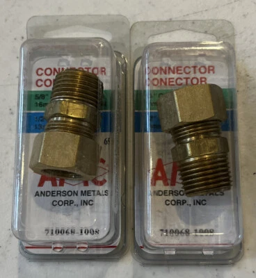 [2 Pack]ANDERSON Brass Connectors 5/8” Compression x 1/2” MPT #710068-1008 - Image 1 of 2