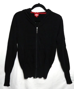 Dickies Girl Black Knit Zip Up Hoodie Long Wrist Cuffs Teen Girls Size Large - Picture 1 of 11