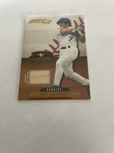 2001 Donruss Studio Leather and Lumber Game Used Bat Ivan Rodriguez 