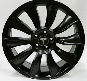 PREMIUM Tesla Model 3/Y 20" (20 inch) True Turbine Wheels Satin Black (set of 4) - Picture 1 of 10