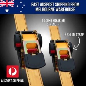 2 Pack 4.5M Lock & Load Retractable Auto Ratchet Strap Tie Down Strap - Picture 1 of 2