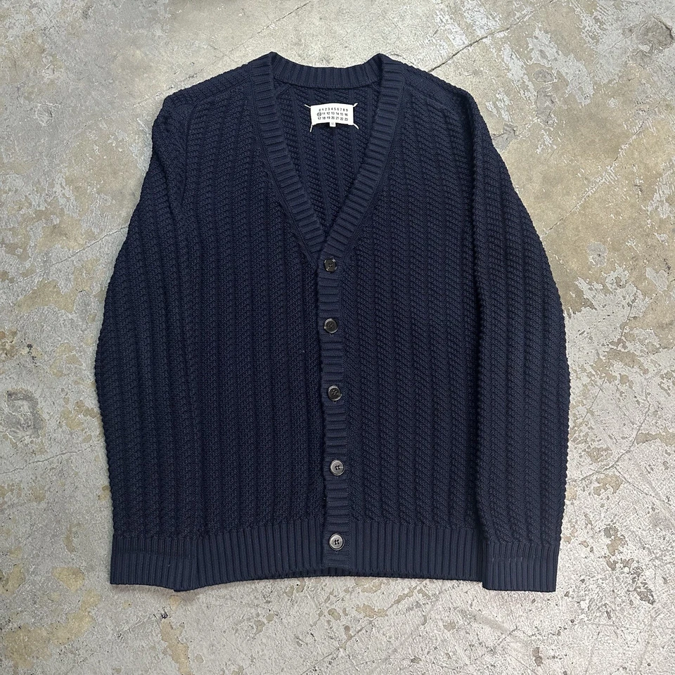 Maison Martin Margiela Navy Blue Cable Knit Cardigan Sweater Medium - Image 1 of 4