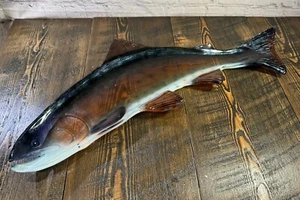 Große Glas Deutsche Bachforelle Servierschale Vintage 24 cm Fischplatte Dekor - Bild 1 von 14