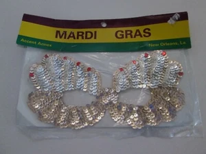 Silver & Gold MARDI GRAS Sequin EYE MASK New Orleans COSTUME Parade Carnival - Picture 1 of 1