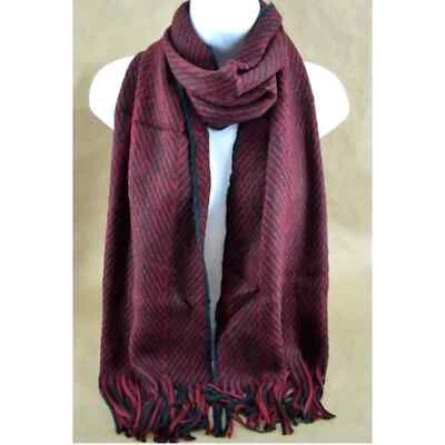 Nuevo Con Etiquetas Boutique Borgoña y Negro Espiga Borla Flecos Bufanda Foto 1 de 3
