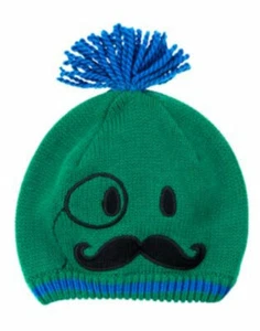 nwts Mr Magician Moustache Green Blue Knit Beanie Hat gymboree 2t 3t  - Picture 1 of 1