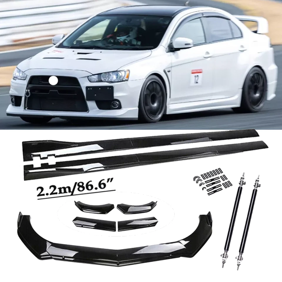 For Mitsubishi LANCER Front Front Bumper Lip Splitter +86.6" Car Side Skirt - Image 1 of 4