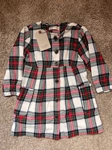 NWT Zara Little Girls Plaid Winter Holiday Christmas Dress W/ Pockets Size 5Y - Picture 1 of 5