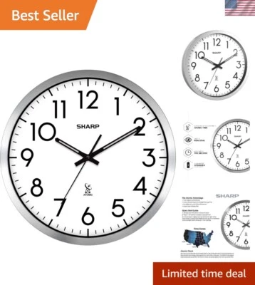 Atomic Analog Wall Clock - 12” Modern Design with Quartz Movement Battery Power - Image 1 of 4