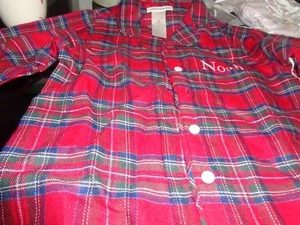Pottery Barn Kids Tartan plaid flannel Pajama top only size 4 monogram Noah New - Picture 1 of 2