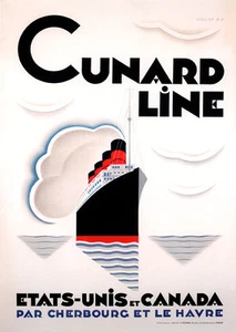 Cunard Line Travel Poster A1 High Quality Canvas Art Print - Picture 1 of 1