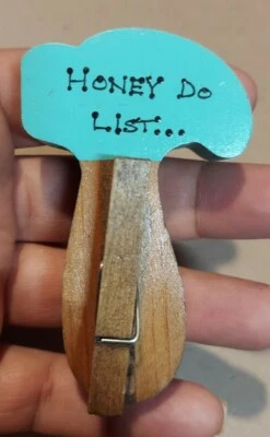 Vintage "Honey-Do" list-hammer/clothes pin list holder, magnet, HONEY DO LIST - Image 1 of 4