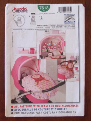 BURDA PATTERN - 7613 BABY PRAM ACCESSORIES COVER QUILT BAG MOBILE CUSHION UNCUT - Image 1 of 2