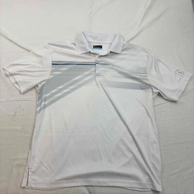 Camisa polo PGA Tour para hombre blanca azul patrón geométrico manga corta grande Foto 1 de 4