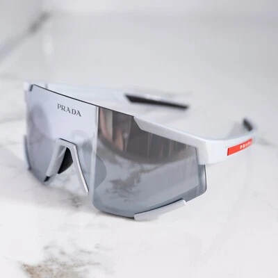 PRADA Linea Rossa PS04WS Gray Unisex Shield Visor Sunglasses New Ships Today - Image 1 of 4