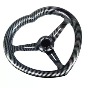 JDM Black Carbon Fiber Look Heart Shaped Racing Steering Wheel Universal Car ABS - Picture 1 of 9