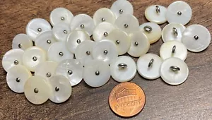 8 PC ONLY Vintage Iridescent Off-white MOP Pin Shank Buttons 15mm 9/16" 14941 - Picture 1 of 3